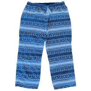 Lands' End Sleep Pants, Blue Print, Draw Cord Waist, 100% Cotton, Large (14-16)
